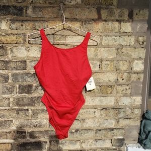 Vintage Nautica Red Lifeguard Style Swimsuit